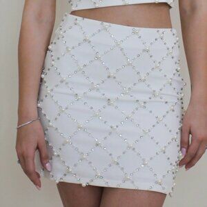 White, Pearl & Rhinestone Mini Skirt for Brides